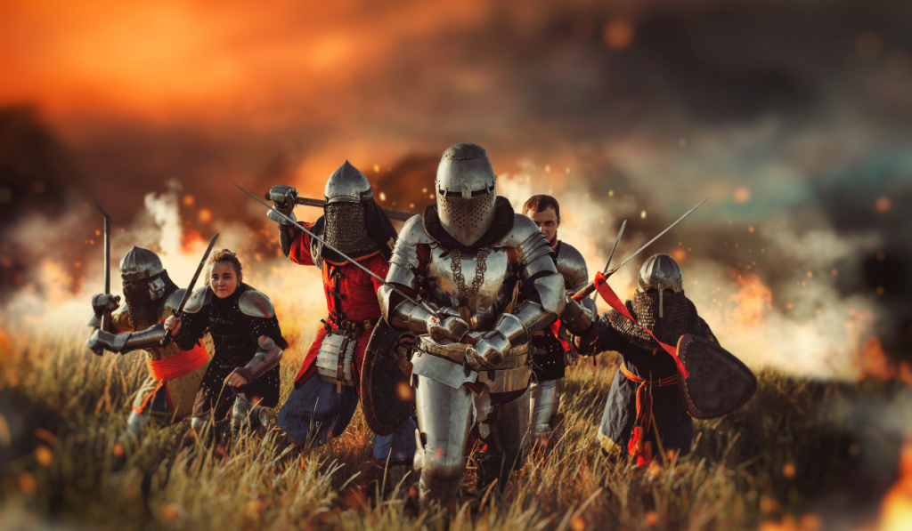 Medieval knights on battle field ee220323