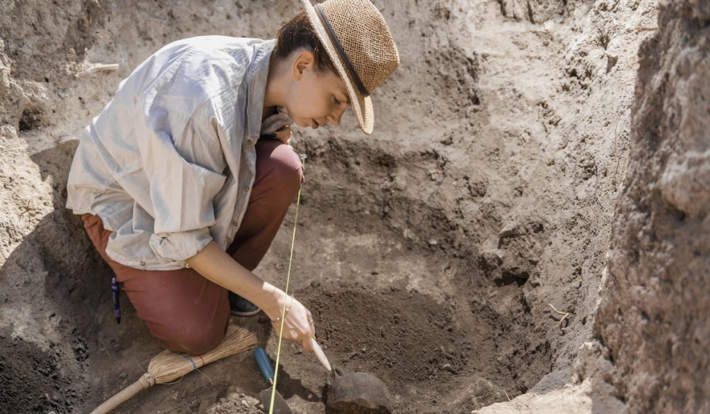 Archaeologist Uncovering Artifacts Remains 