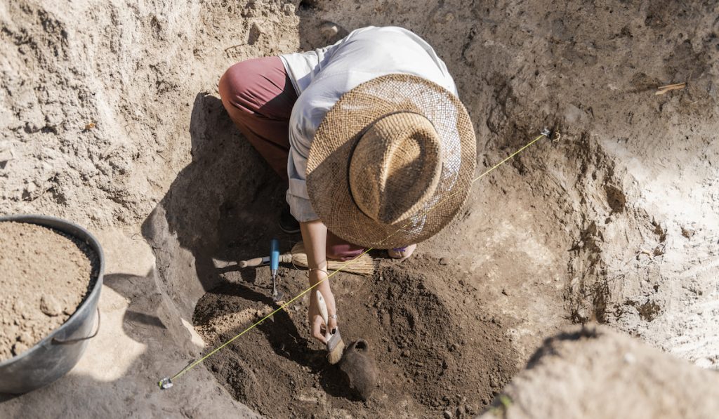 Archaeology - Archeologist Revealing Old Ceramic Object