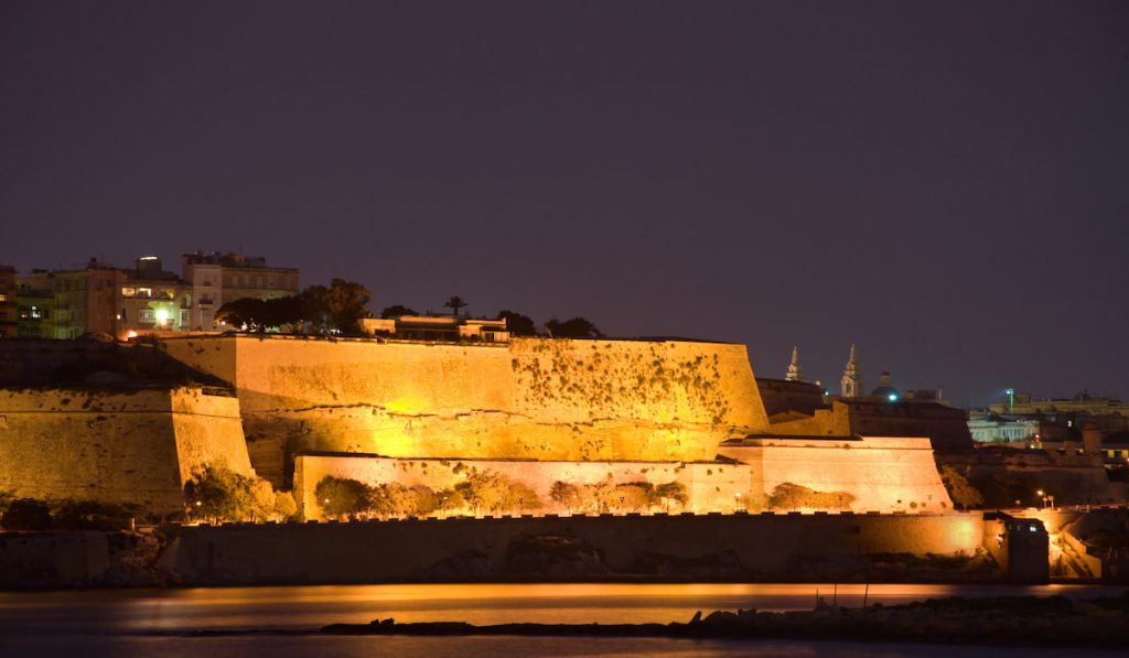 Illuminated Walls Of Valletta, Malta