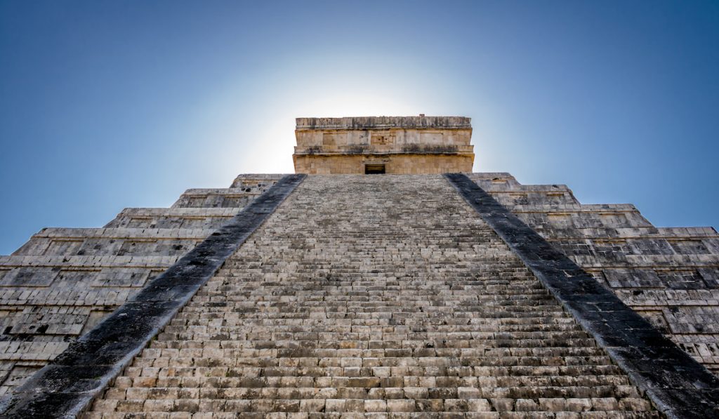 Mayan Temple pyramid of Kukulkan  Mexico Archaeological Site