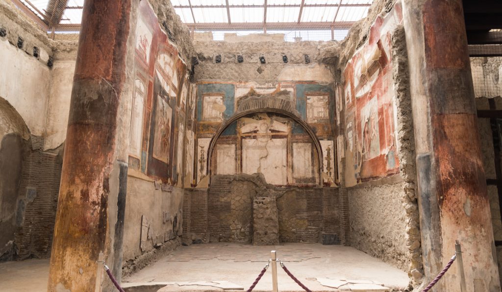 Paintings at the Roman archaeological site of Herculaneum, Italy