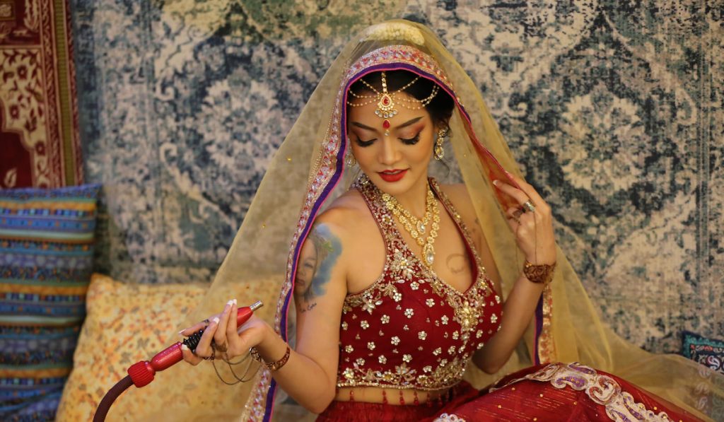 Portrait of beautiful indian girl with her massive jewellery