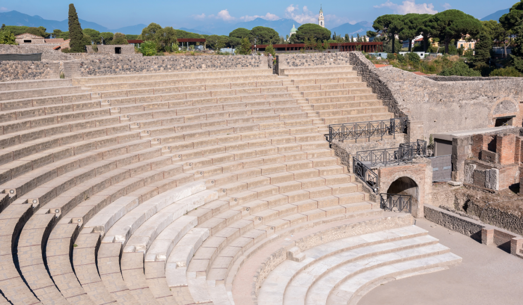 Small Roman theater in the ancient city of Pompeii, Italy