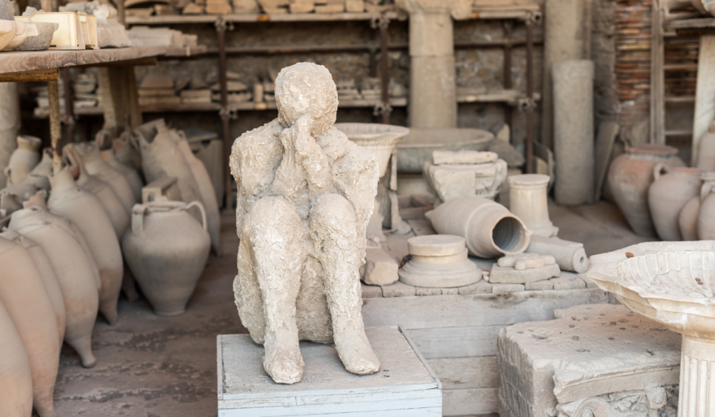 View of the Roman archaeological site of Pompeii