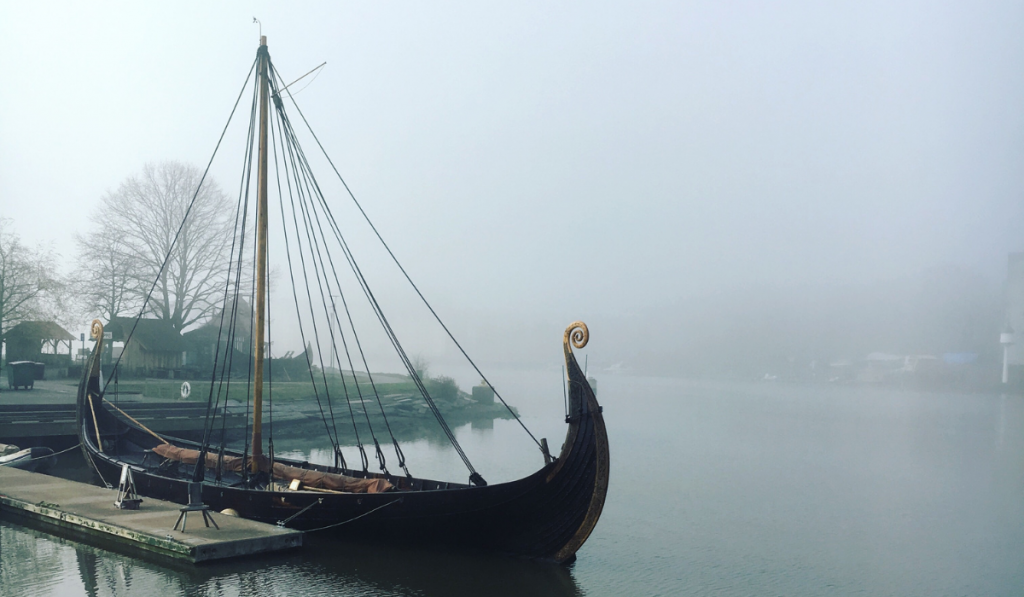 Viking ship by the pier
