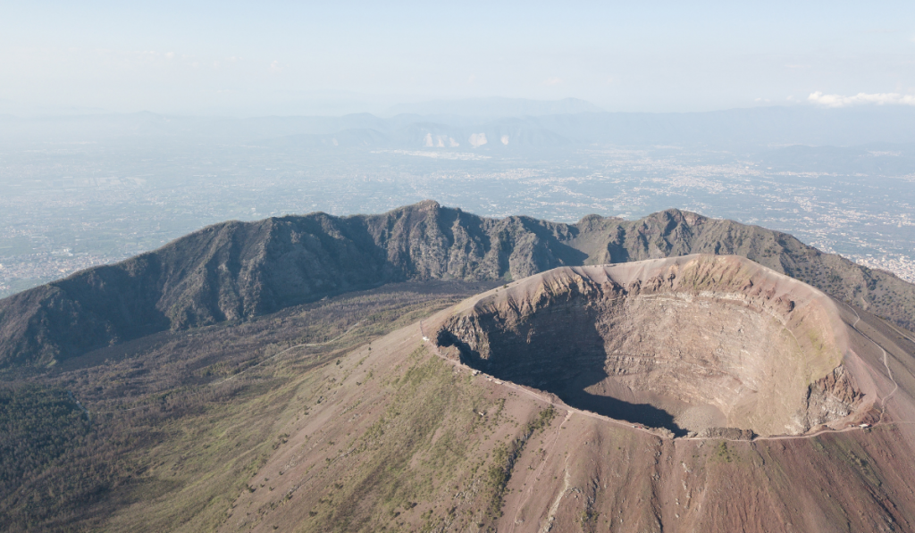 aerial view of beautiful mount vesuvius, Naples in Campania, Italy
