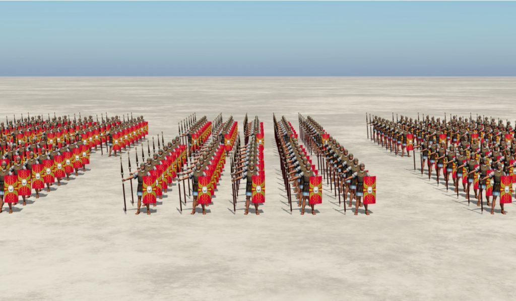 bunch of roman army line up